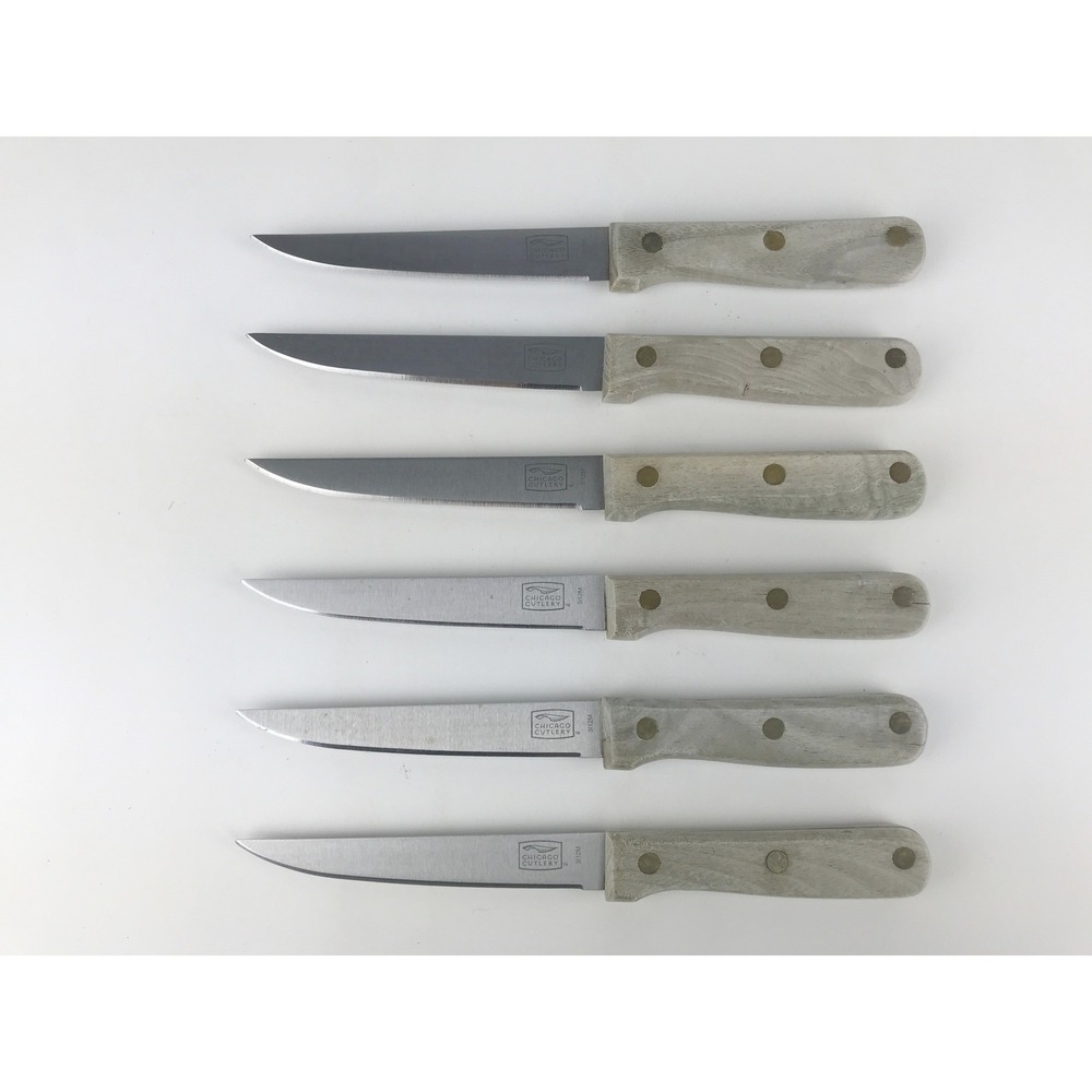 Lot of 6 - Chicago Cutlery 3112M‎ Steak Knives Wood Handle Kitchen Slicing